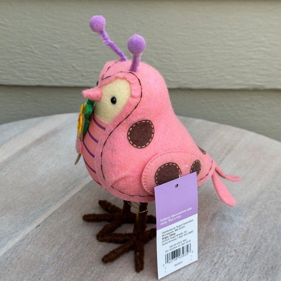 Target Spritz Easter 2024 Spring Featherly Friend Fabric Bird Decor Pink Ladybug - Picture 3 of 9